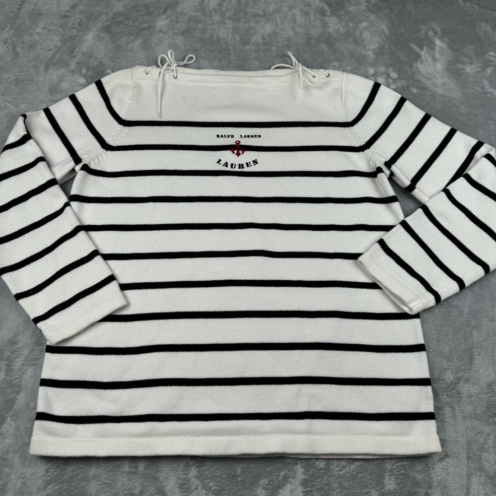 Vintage Ralph Lauren Womens Sz XL Long Sleeve Sweater Nautical Preppy Striped